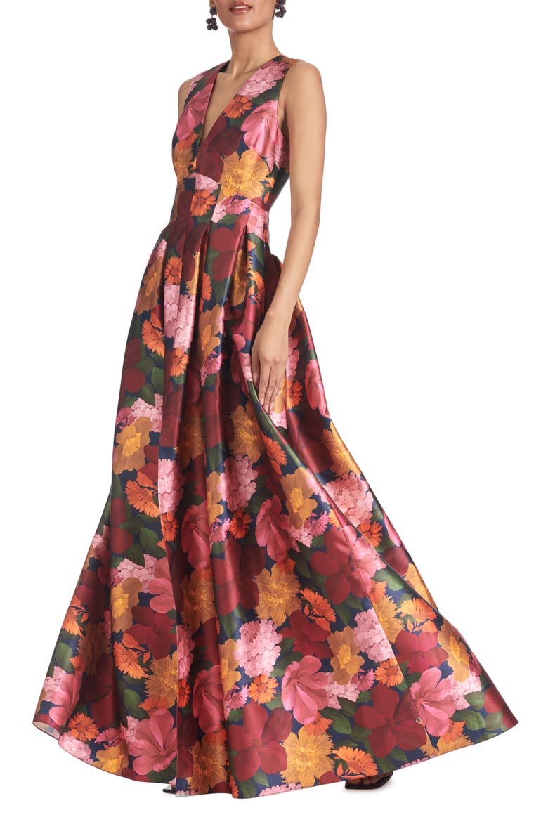 Brooke Floral Mikado Gown, Main, color, BELLA BOUQUET