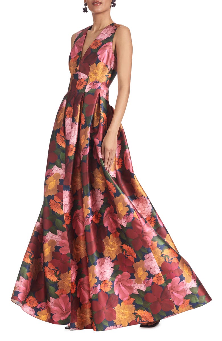 Sachin & Babi Brooke Floral Mikado Gown, Main, color,