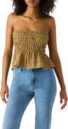 Steve Madden Cambria Strapless Smocked Peplum Top