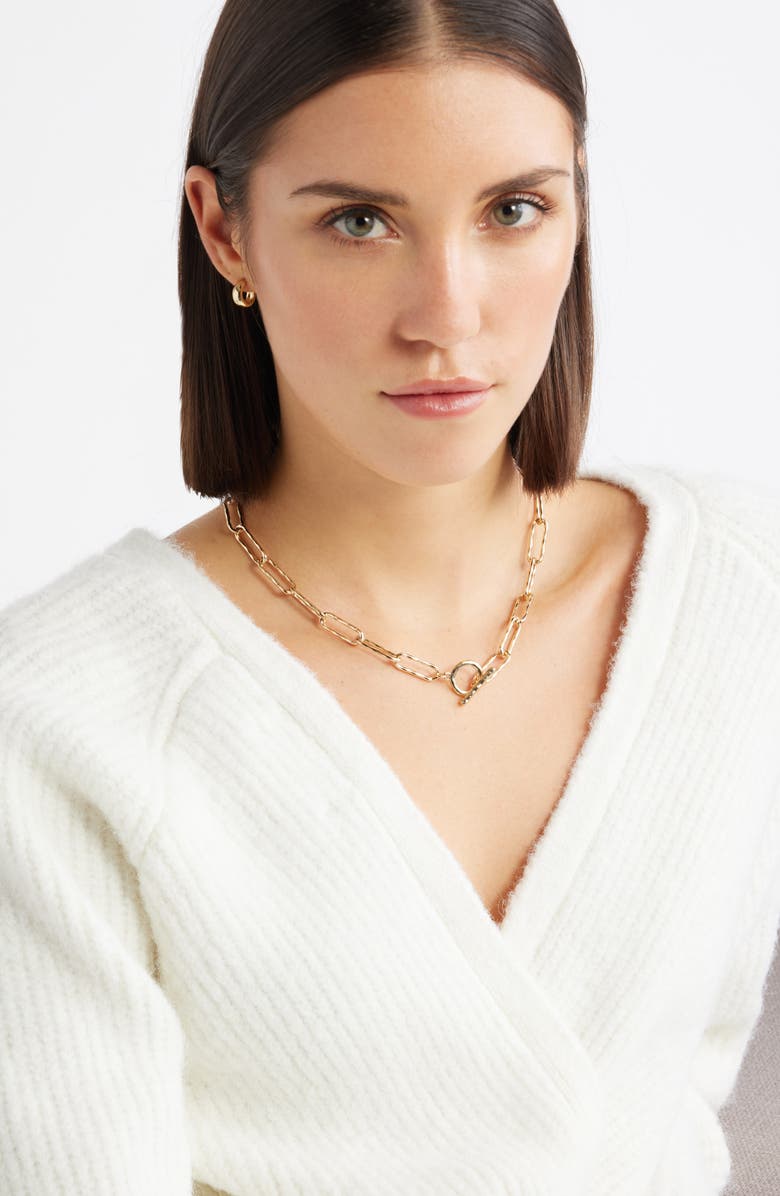 Nordstrom Hammered Paper Clip Chain Necklace, Alternate, color, Gold