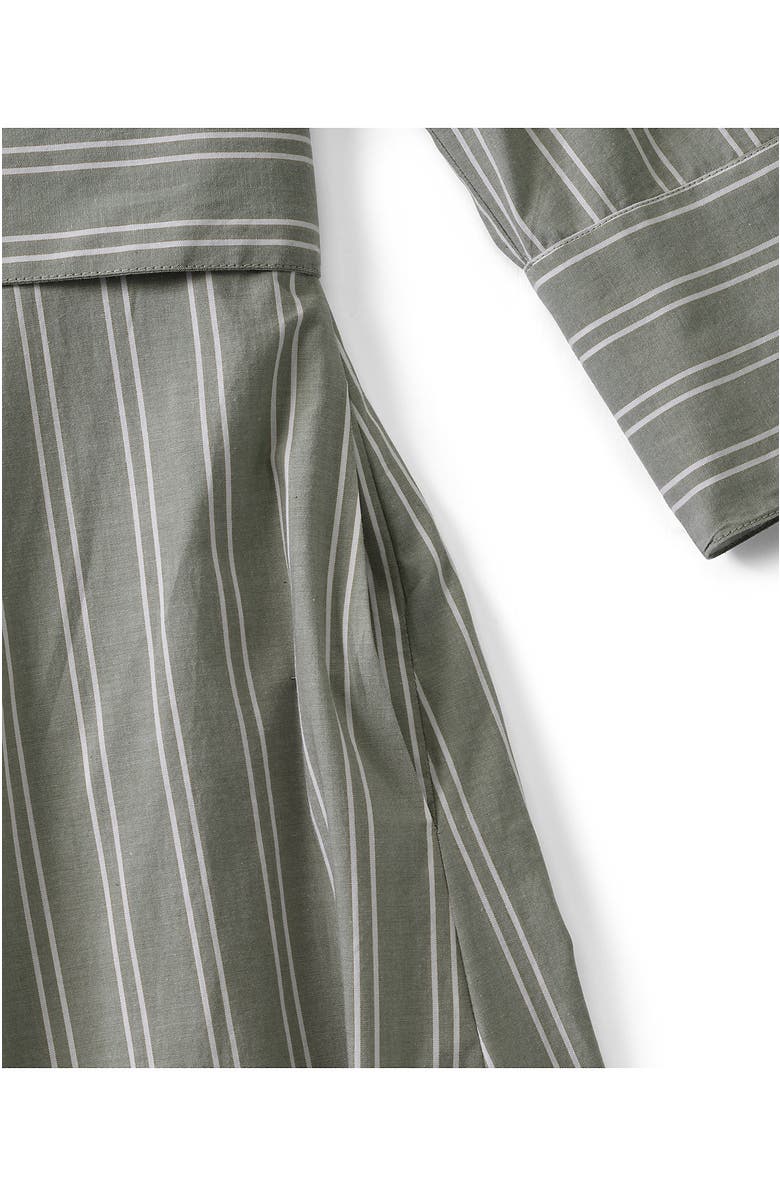 Lands' End Plus Size Poplin Midi Wrap Front Dress, Alternate, color, River Stone Double Stripe