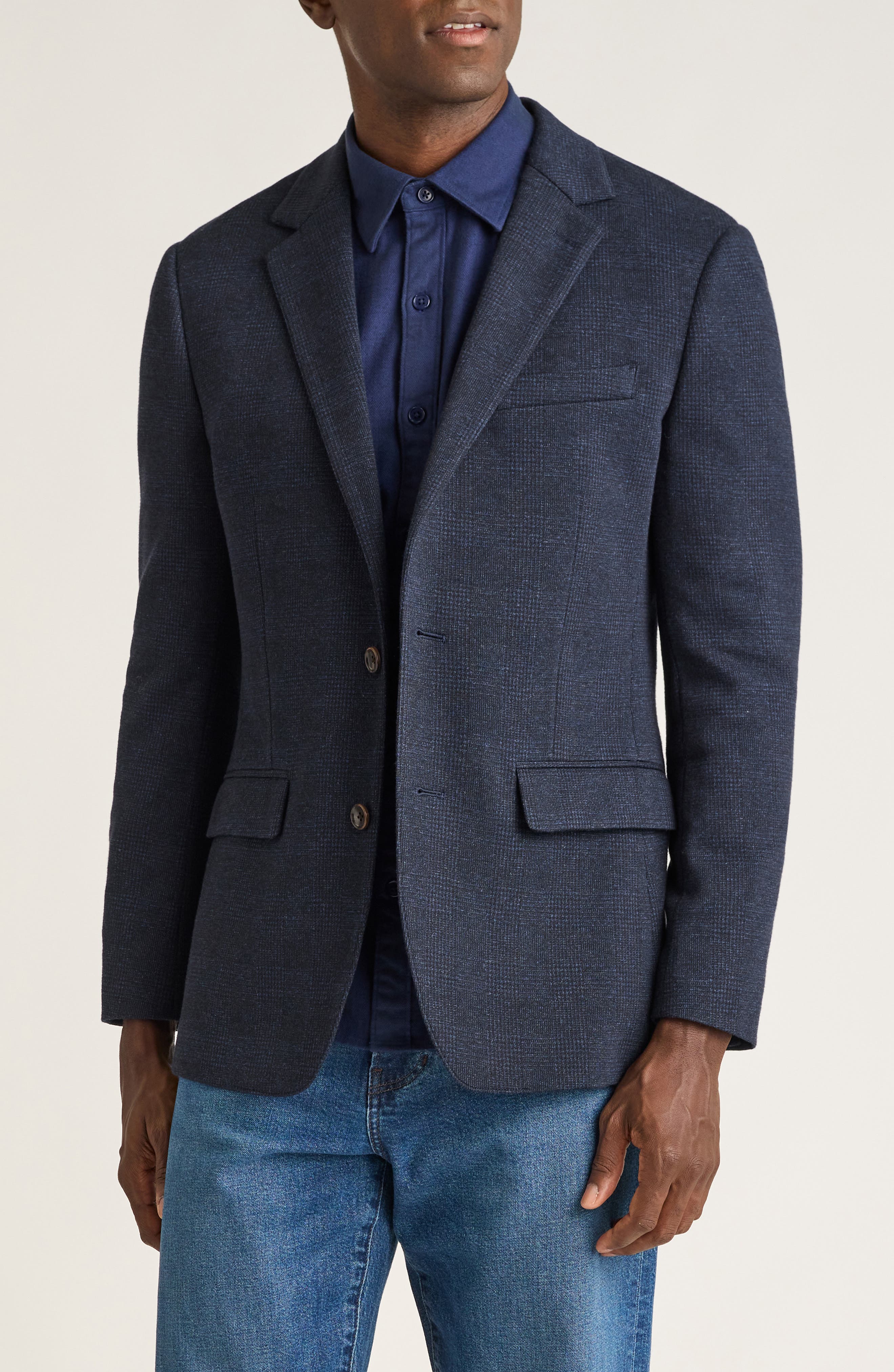 Slim Fit Wool Blend Knit Blazer - image 3