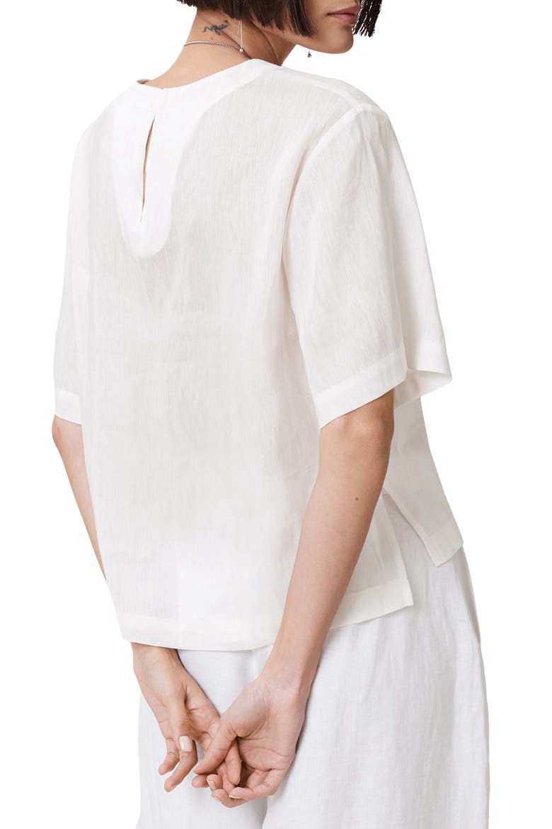Lottie Linen & Silk Crop T-Shirt, Alternate, color, CHALK WHITE