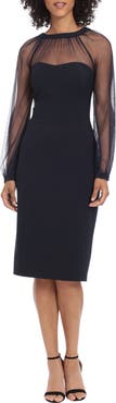 Maggy London Illusion Lace Long Sleeve Cocktail Dress
