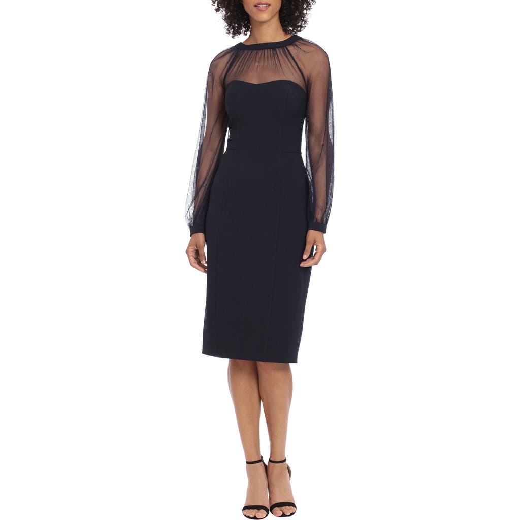 Maggy London Illusion Lace Long Sleeve Cocktail Dress