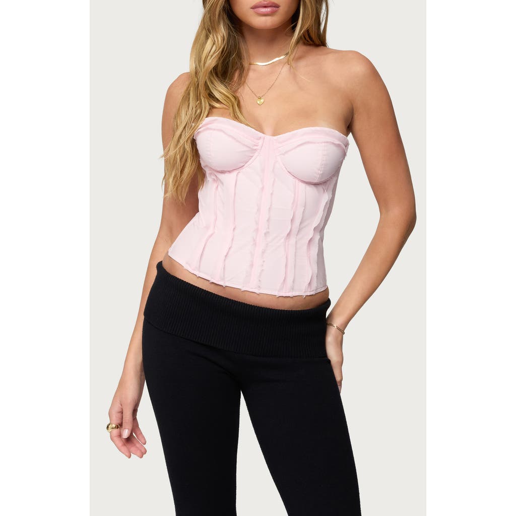 EDIKTED Naliah Raw Edge Underwire Crop Top in Light-Pink at Nordstrom, Size Medium