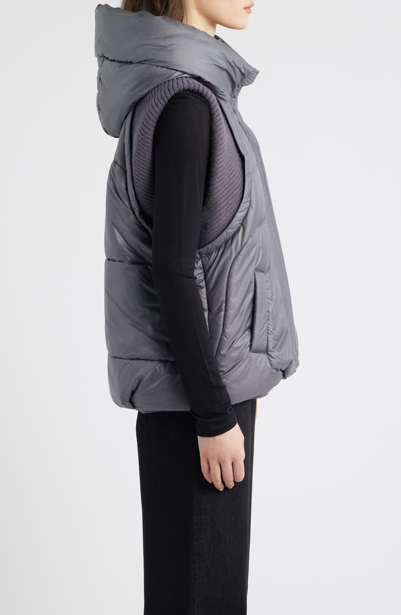 dRA Violet Hooded Hybrid Puffer Vest, Alternate, color, Charcoal