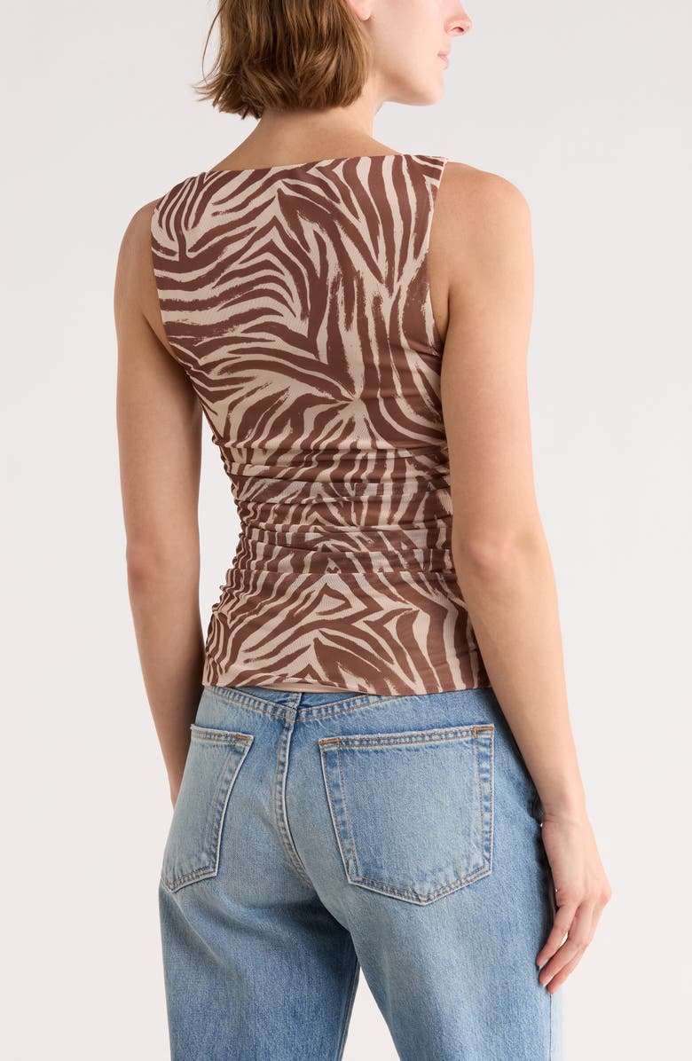 AFRM LOS ANGELES Zola Boat Neck Sleeveless Mesh Top, Alternate, color, Brushed Zebra