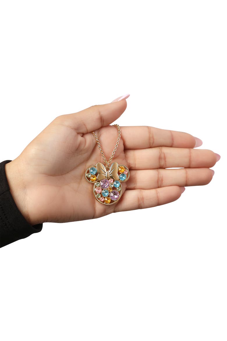 Fashion Multi-Color Stone Minnie Mouse Necklace, Alternate, color, Multicolor