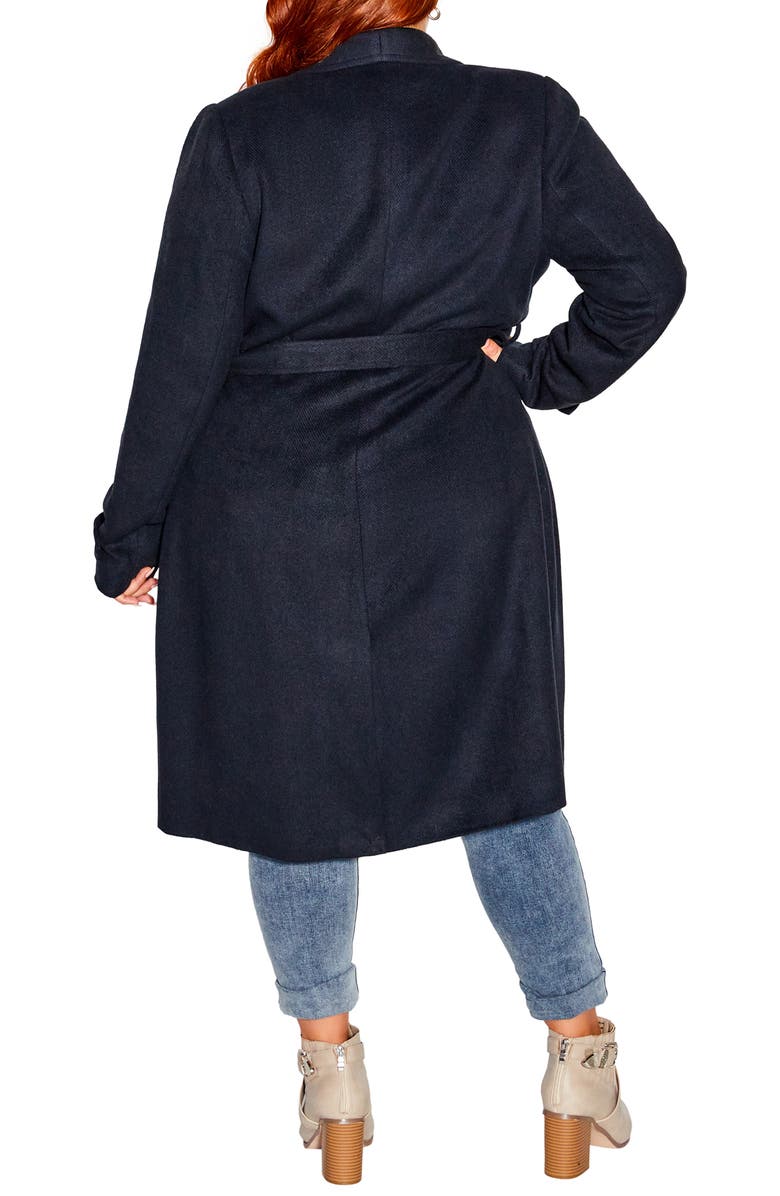 City Chic Isabella Herringbone Tie Waist Coat, Alternate, color, 