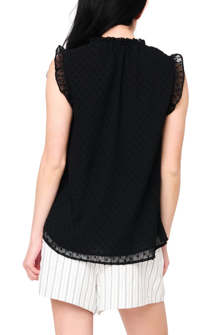 Clip Dot Ruffle Accent Top, Alternate, color, BLACK