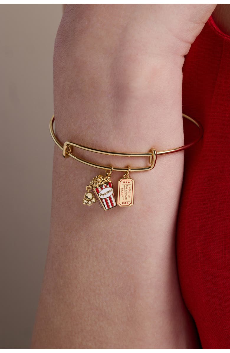 Alex and Ani 'Here For The Drama!' Movie Theater Popcorn & Ticket Charm Bangle, Alternate, color, Gold