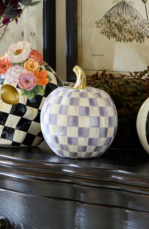 Mackenzie-childs Mackenzie Childs Violet Check Small Pumpkin In Multi