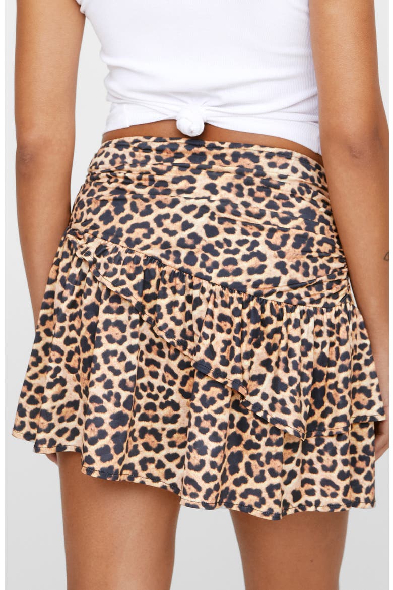 Leopard Print Ruffle Miniskirt, Alternate, color, LEOPARD