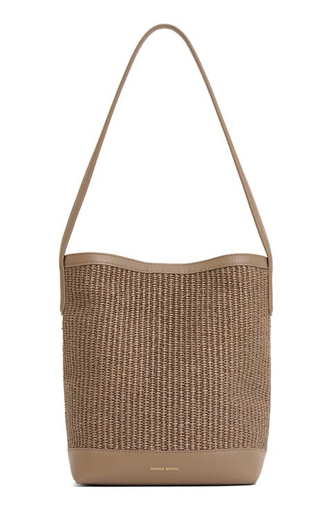 Small Everyday Cabas Woven Raffia & Suede Bucket Tote