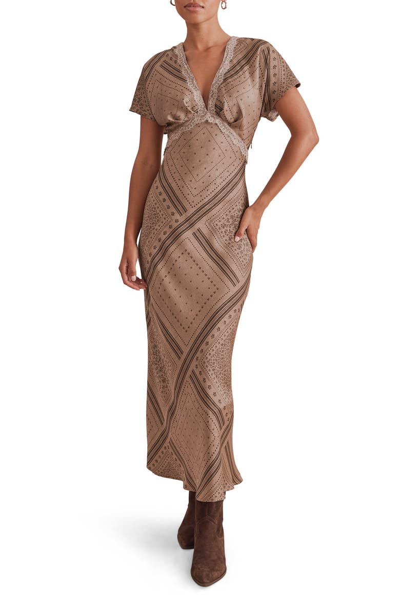 Brynley Print Maxi Dress, Main, color, TAUPE