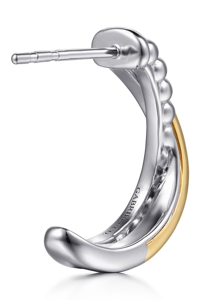 Bujukan J Hoop Earrings, Alternate, color, SILVER/ 14K YELLOW GOLD