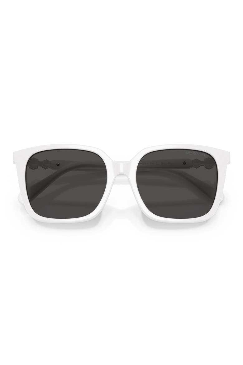 55mm Pillow Sunglasses, Alternate, color, WHITE / DARK GREY