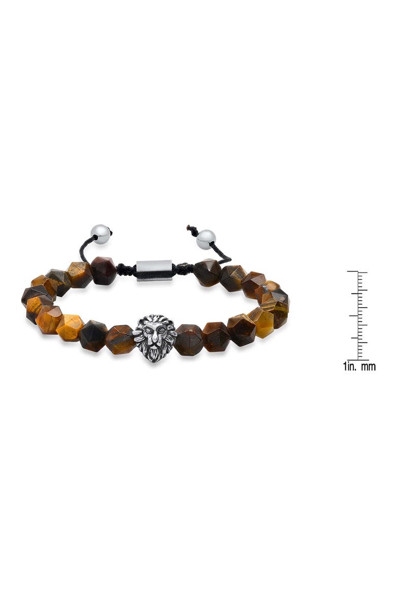 Men's Lion Tiger's-Eye Bead Bracelet, Alternate, color, BROWN