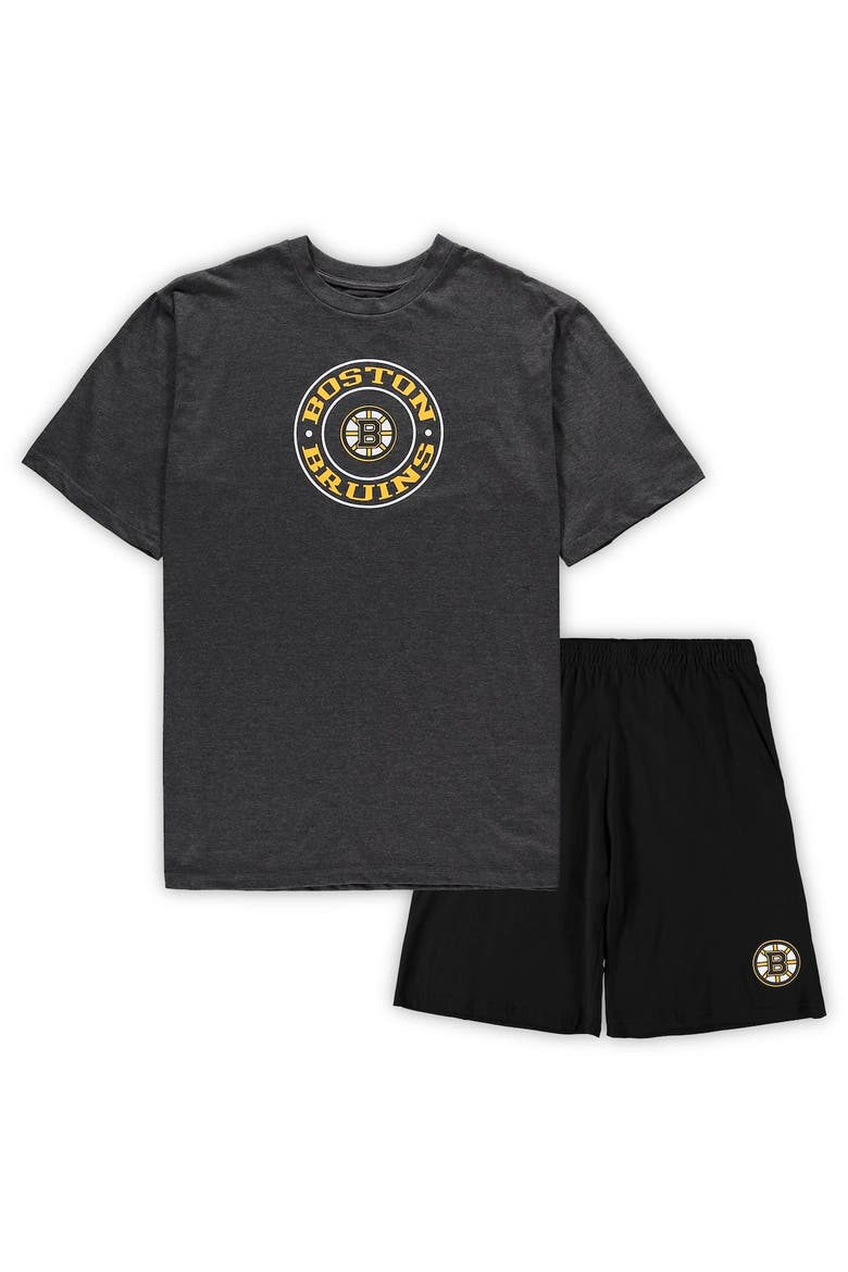 Men's Concepts Sport Black/Heathered Charcoal Boston Bruins Big & Tall T-Shirt & Shorts Sleep Set, Alternate, color, Black
