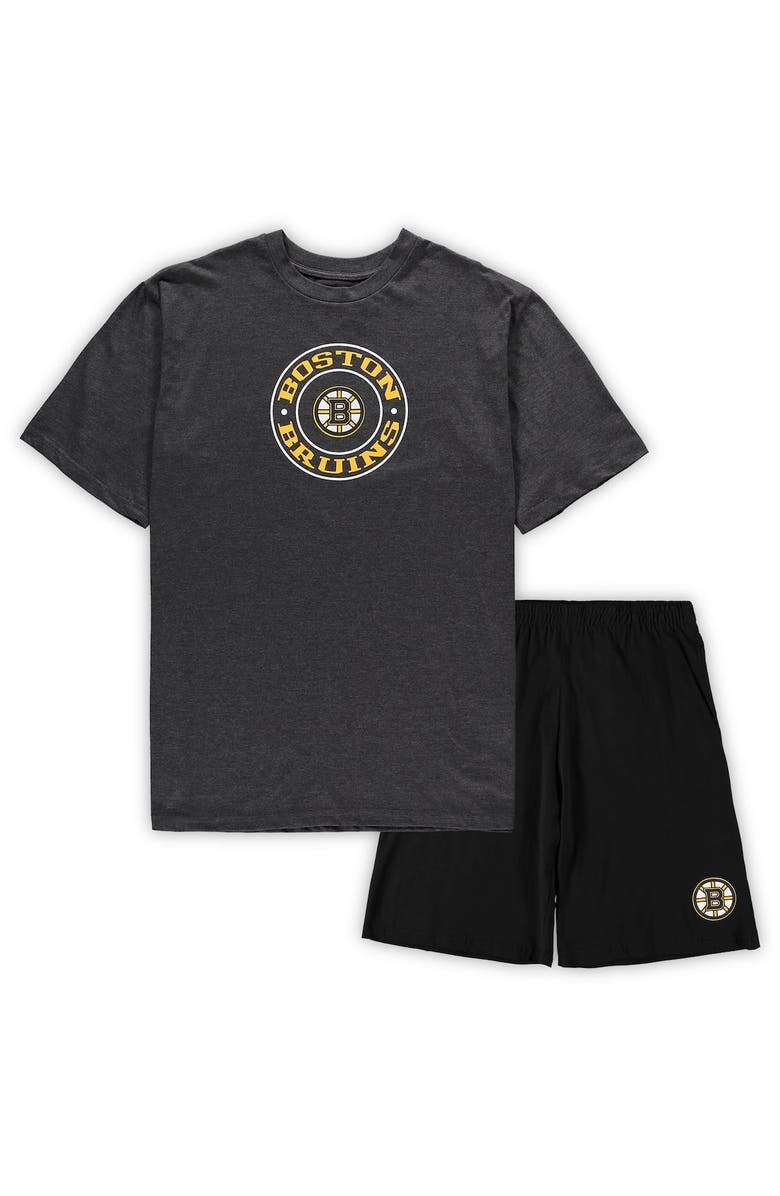 CONCEPTS SPORT Men's Concepts Sport Black/Heathered Charcoal Boston Bruins Big & Tall T-Shirt & Shorts Sleep Set, Alternate, color, Black