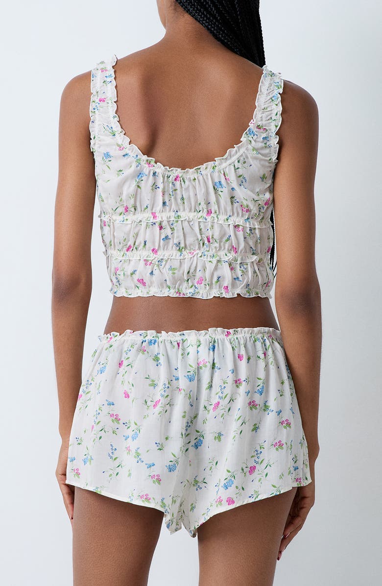 Etam Prati Ruffle Crop Pajama Camisole, Alternate, color, Imprime Fond Ecru