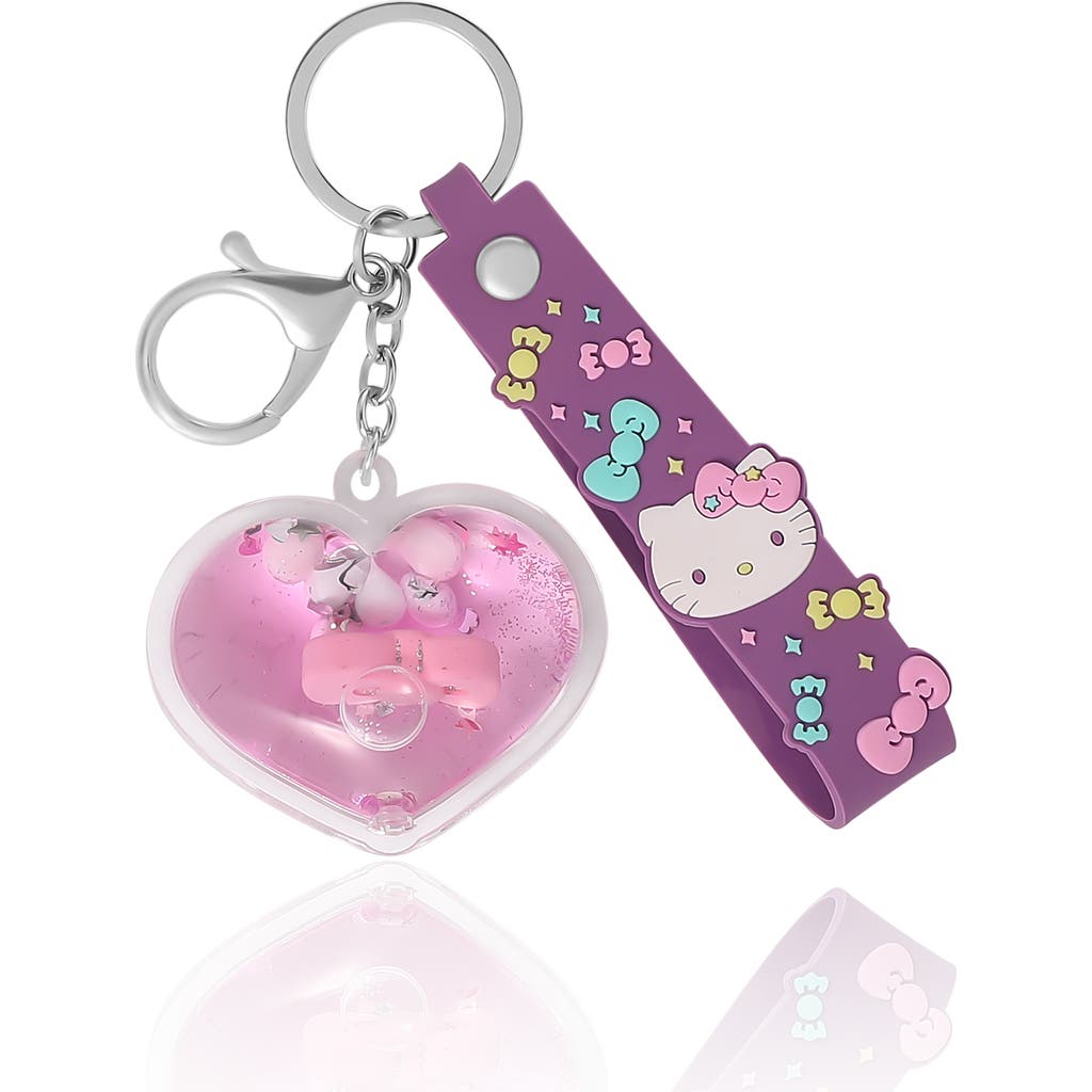Hello Kitty Acrylic Liquid Heart Keychain In Purple