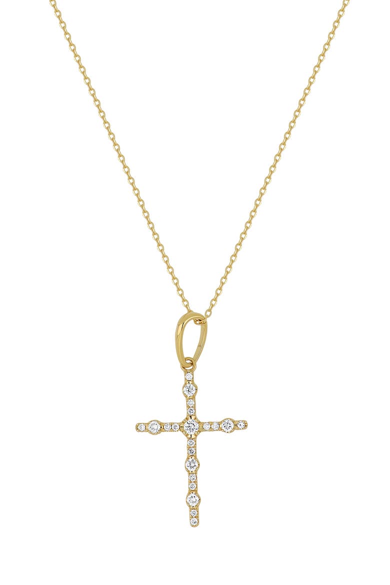Solstice Diamond Petite Cross Pendant, Main, color, 18K YELLOW GOLD