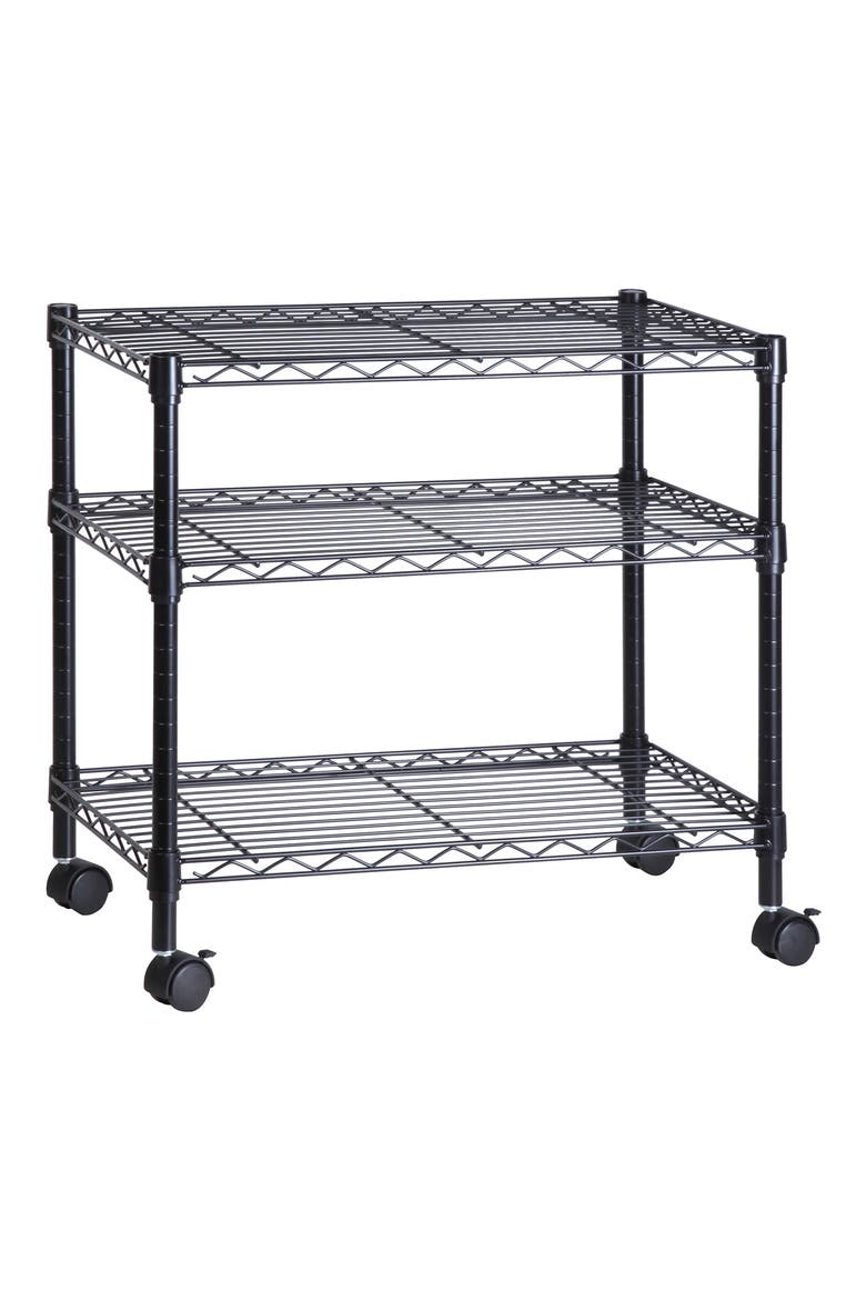 3-Tier Media Cart, Main, color, BLACK