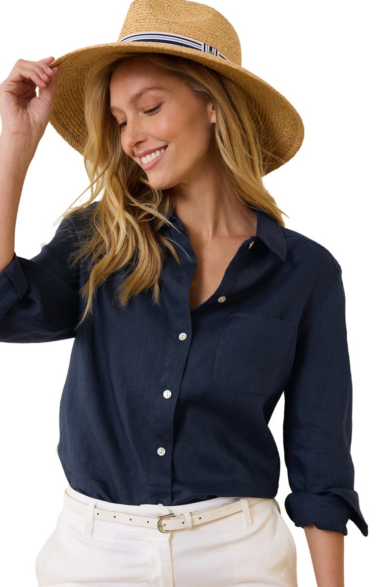 Tommy Bahama Coastalina Linen Button-Up Shirt, Alternate, color, Coastline