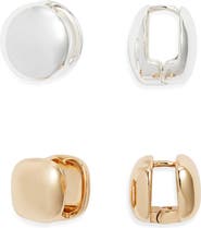 Open Edit Set of 2 Orb Huggie Earrings