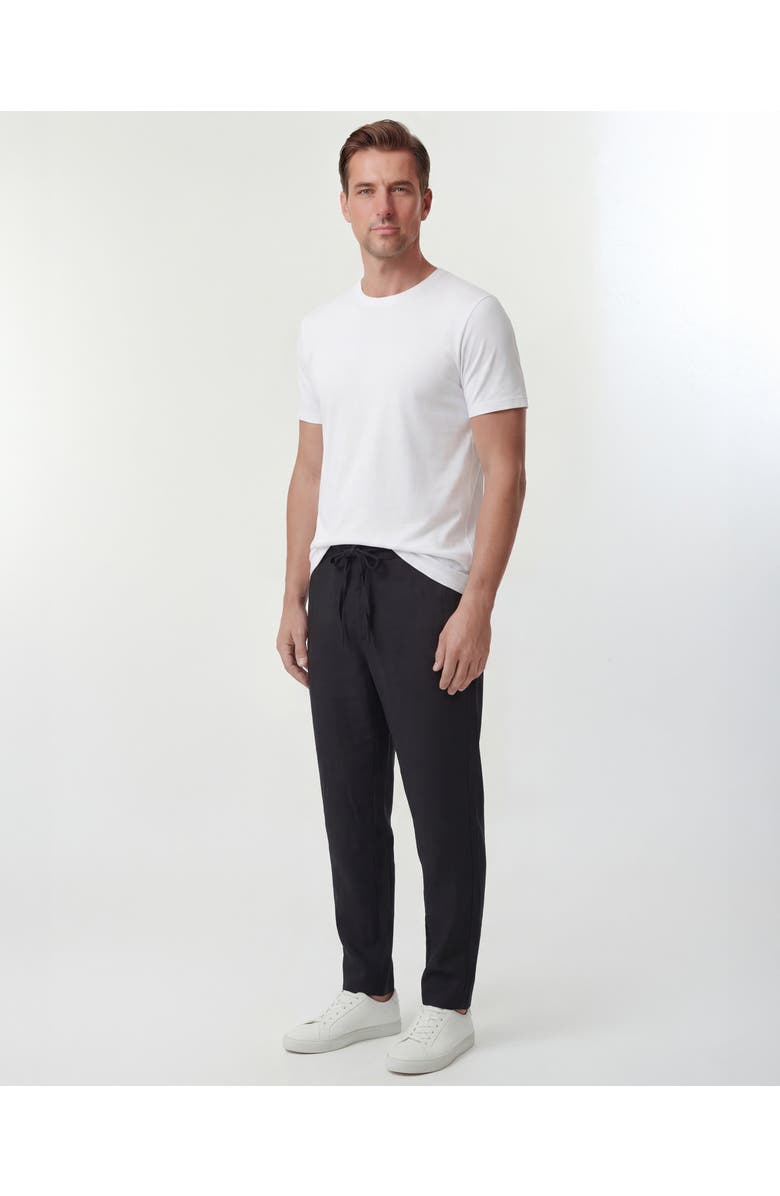 Lords of Harlech Solid Linen Drawstring Pant, Alternate, color, Black