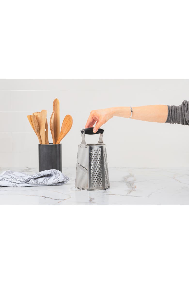 6 Sided Boxed Grater With Bonus Ginger Grater, Alternate, color, Silver
