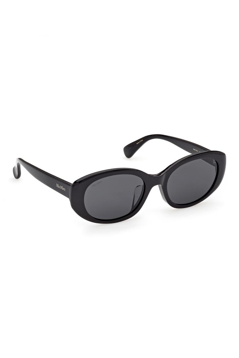 54mm Oval Sunglasses, Alternate, color, SHINY BLACK / SMOKE
