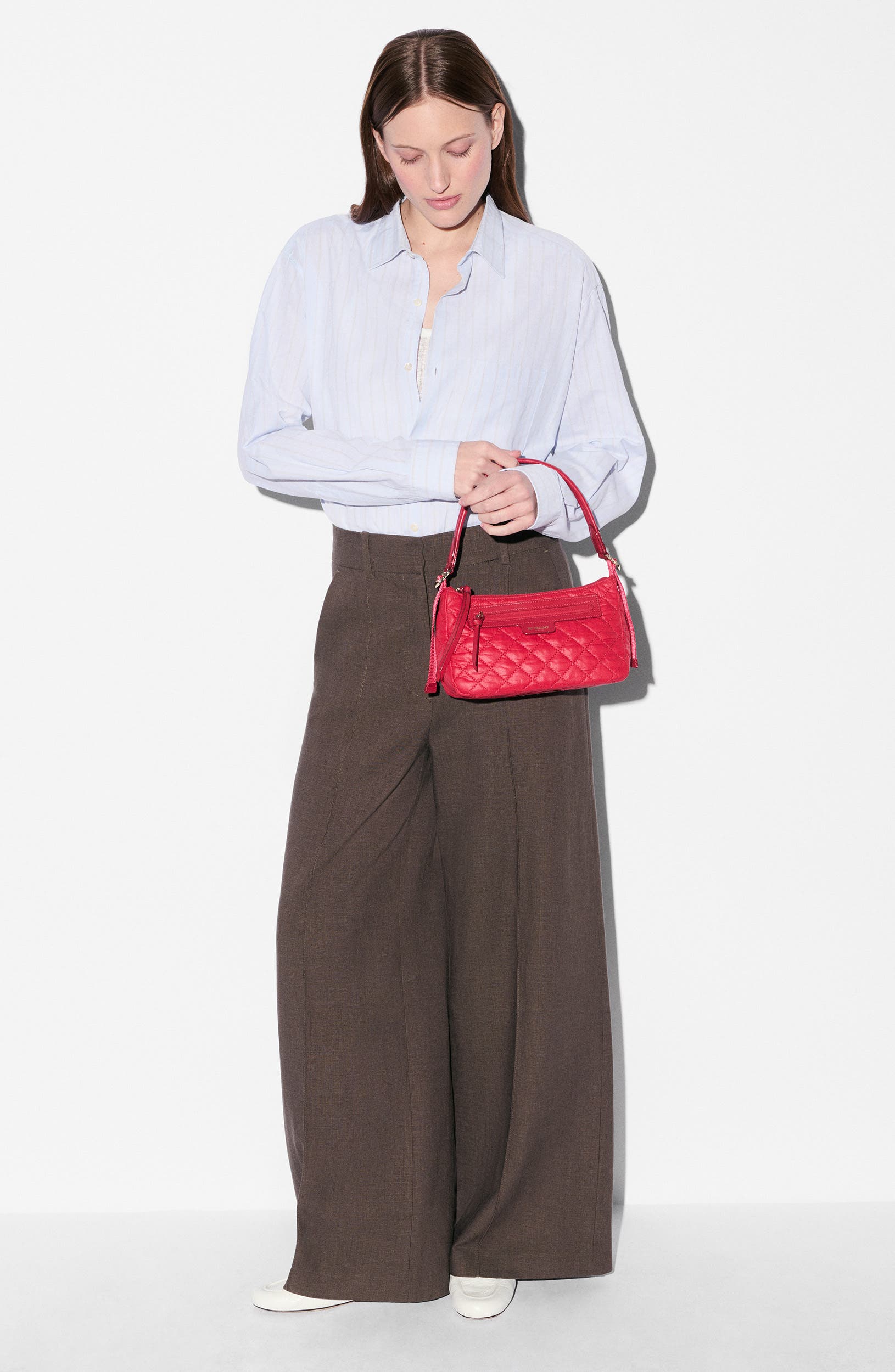 Small Park Quilted Nylon Shoulder Bag, Alternate, color, APPLE