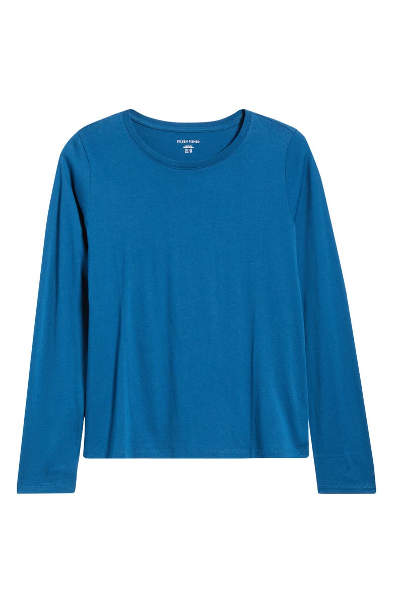 Eileen Fisher Organic Cotton Long Sleeve T-Shirt, Alternate, color, Atlantis