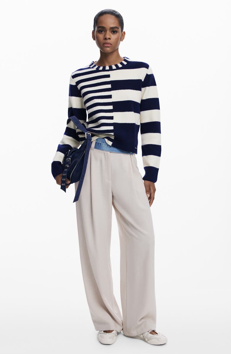 Desigual Mixed Stripe Sweater, Alternate, color, Blue