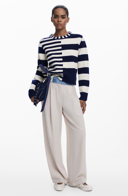 Desigual Mixed Stripe Sweater In Blue