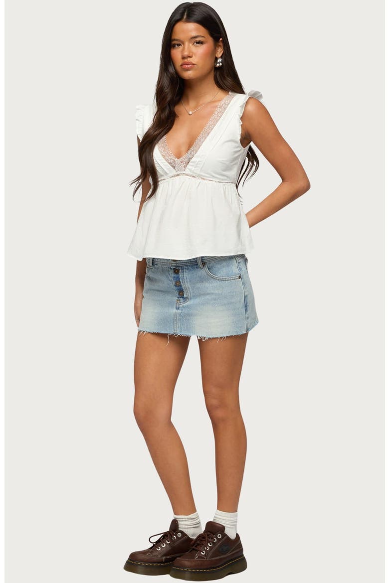 Emree Distressed Denim Miniskirt, Alternate, color, LIGHT-BLUE