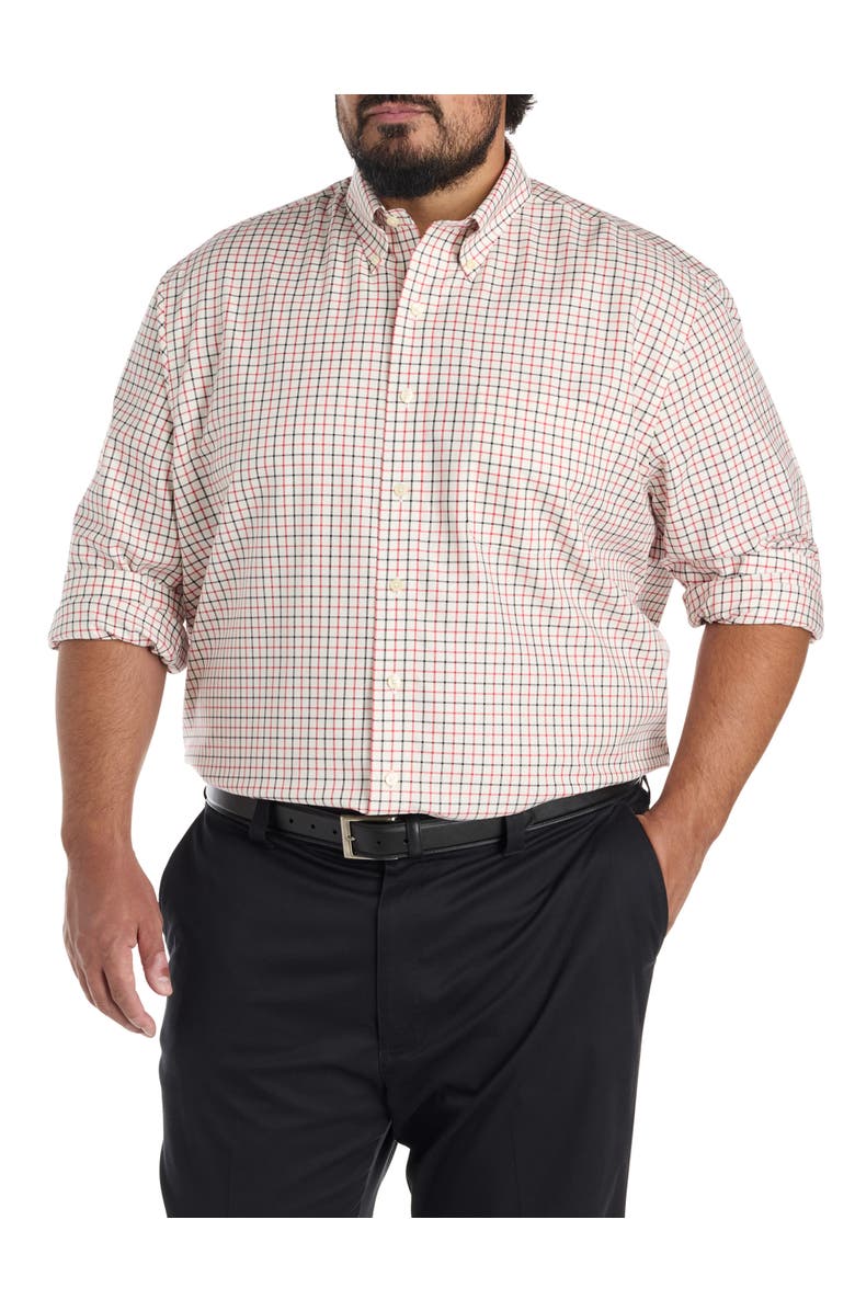 Brooks Brothers Big & Tall Non-Iron Plaid Sport Shirt, Main, color, Ivory Red Black