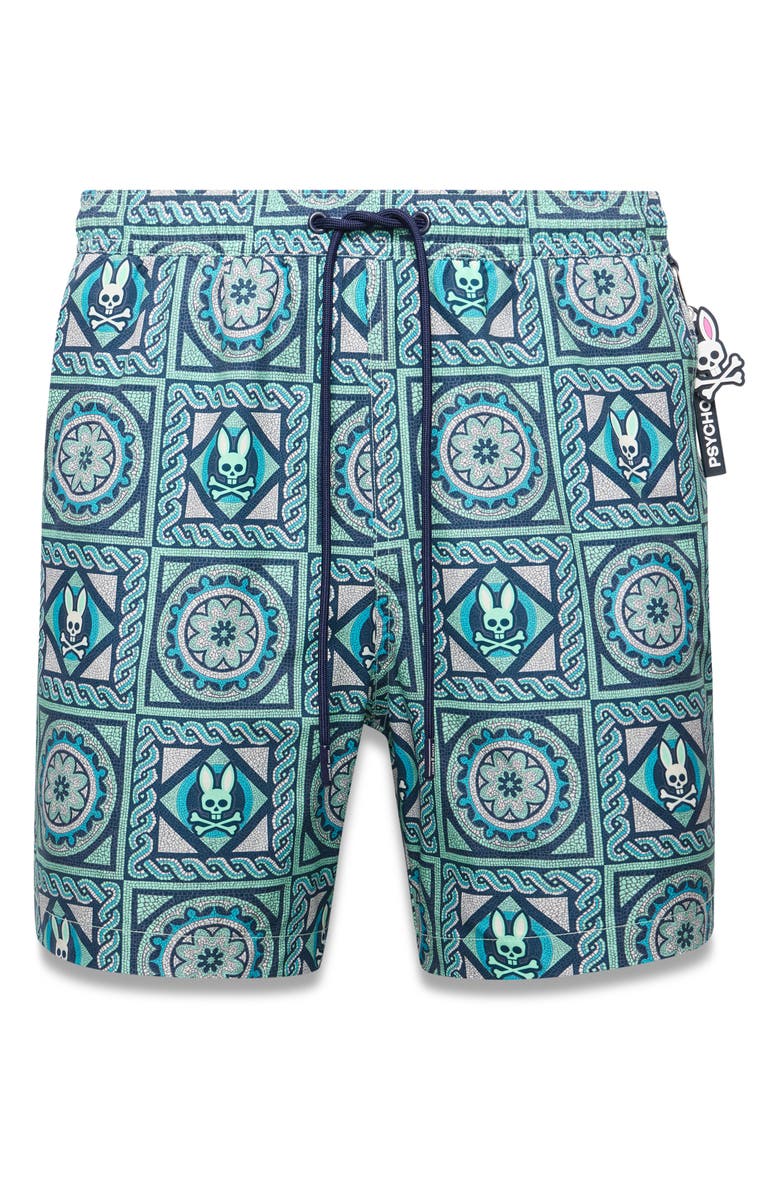 Psycho Bunny Frank All Over Swim Trunks, Alternate, color, Cabbage