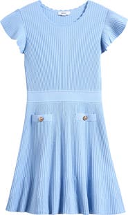 Reiss Kids' Miriam Flutter Sleeve Rib Dress
