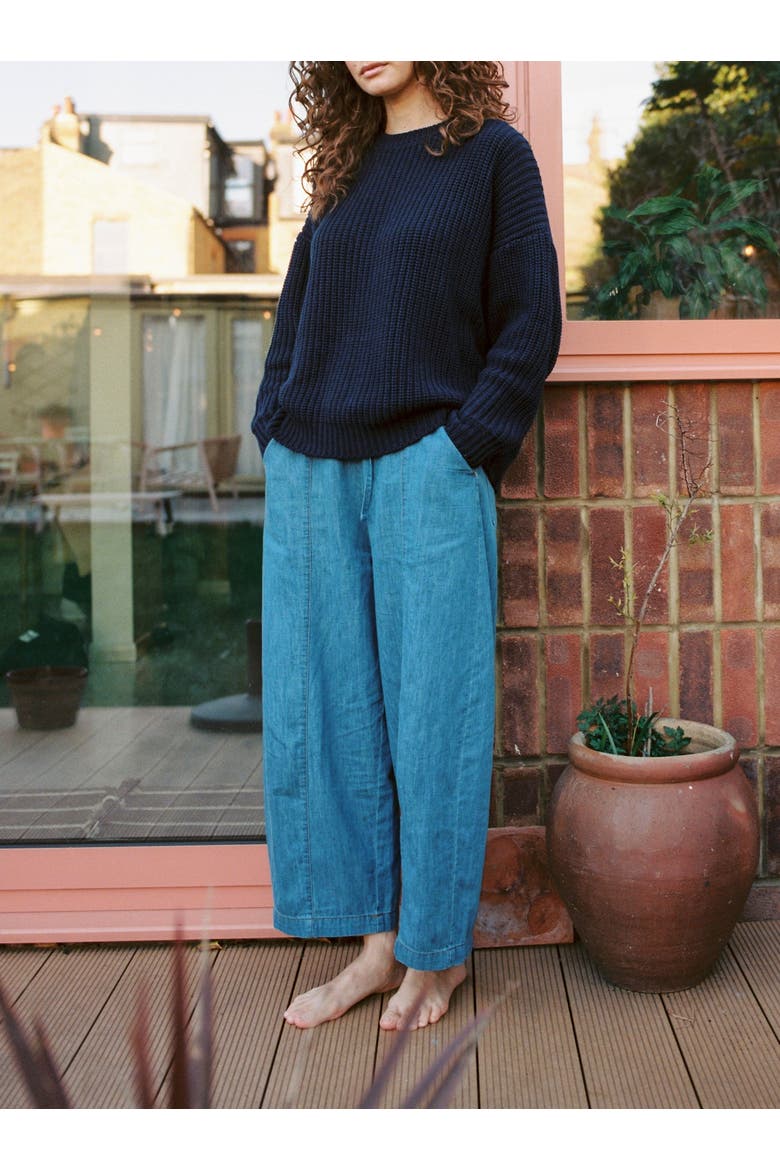 The Chambray Denim Trouser Women, Main, color, mid denim