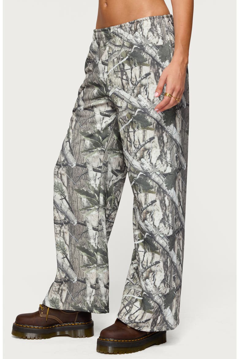 Camo Low Rise Straight Leg Sweatpants, Alternate, color, OLIVE
