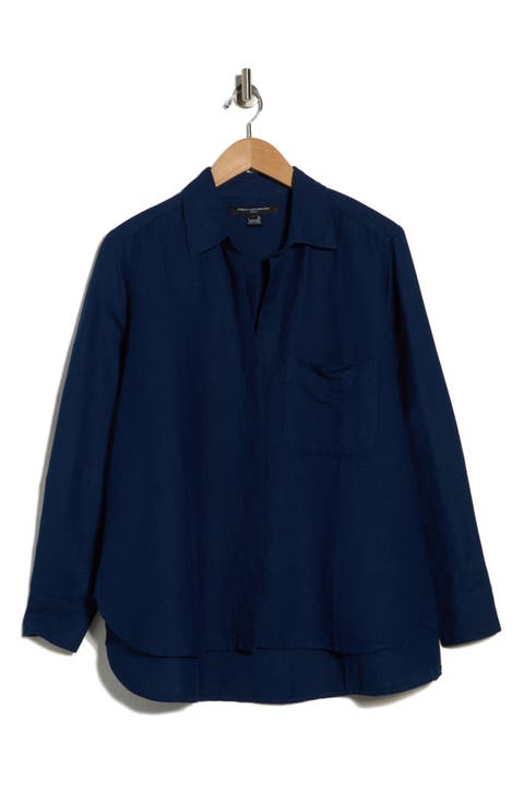 Birdie Oversize Linen Blend Button-Up Shirt