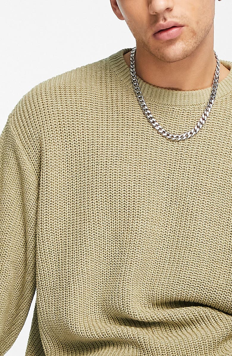 ASOS DESIGN Oversize Fisherman Sweater, Alternate, color, 