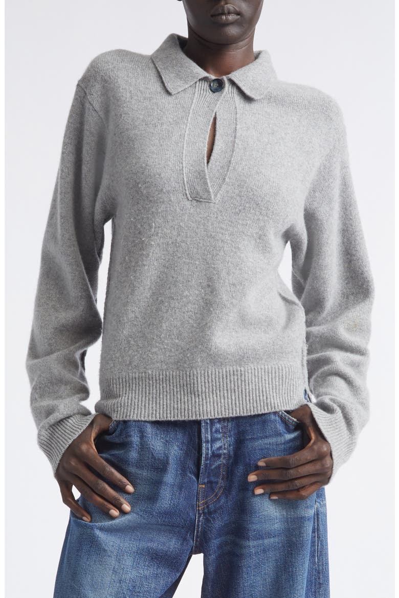 Ash Johnny Collar Wool & Cashmere Sweater, Alternate, color, GREY