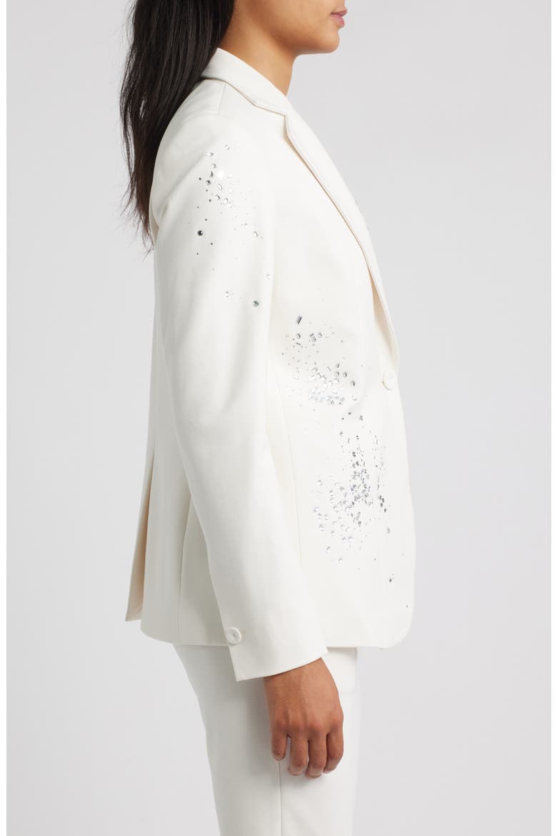 Embellished One-Button Blazer, Alternate, color, WHITE DOVE