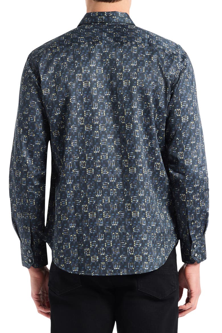 Deckard Cotton Button-Up Shirt, Alternate, color, GREY MULTI