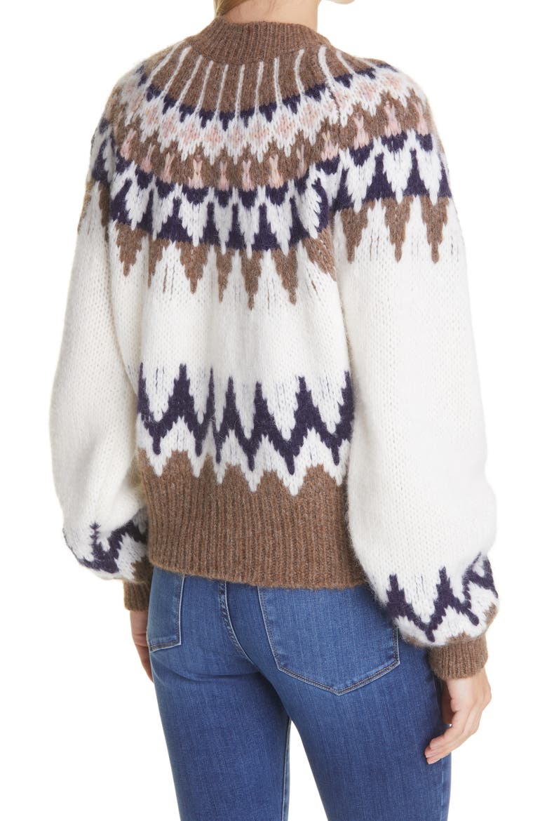 Fair Isle Alpaca Blend Cardigan, Alternate, color, OFF WHITE MULTI
